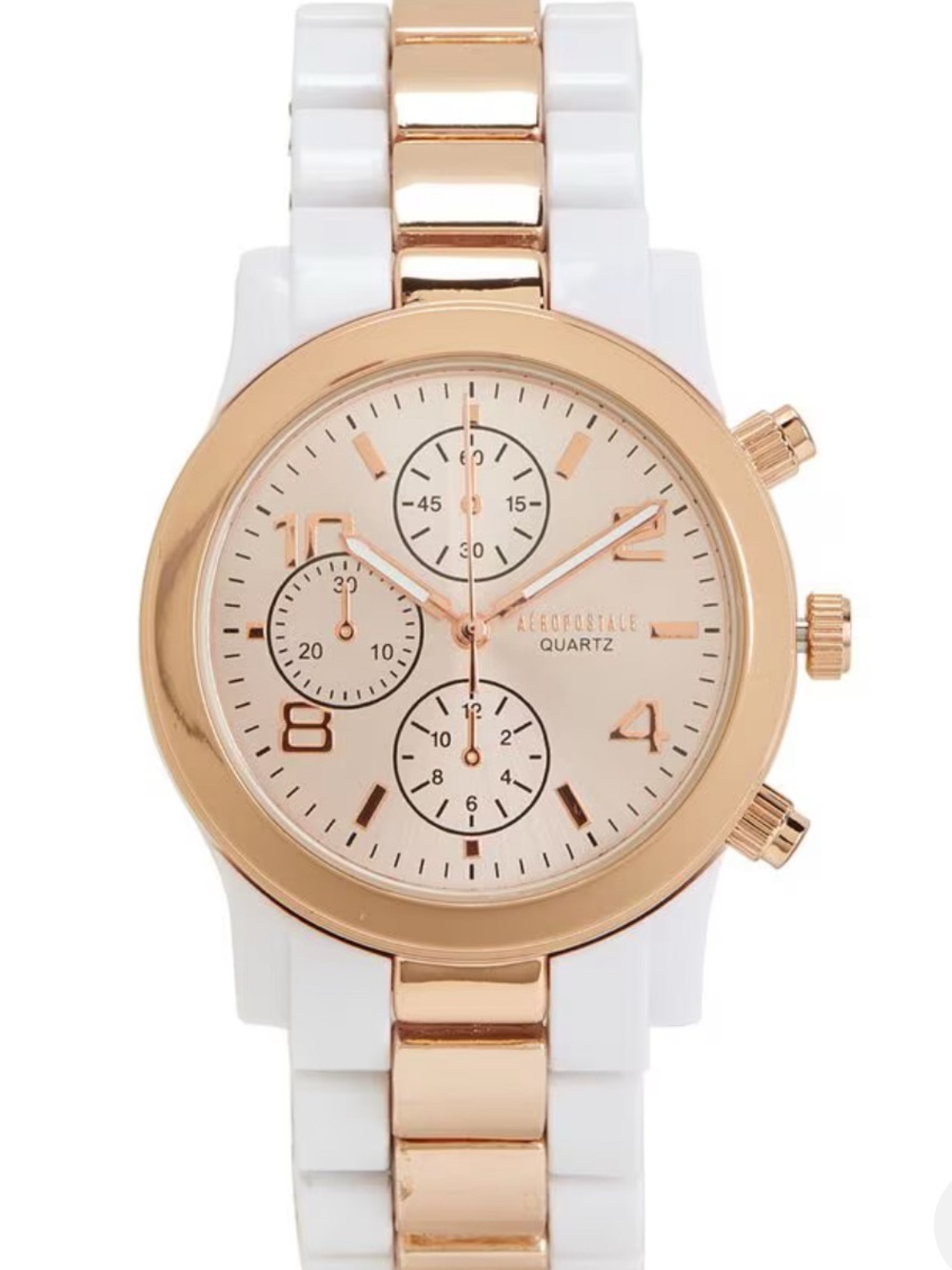 Aeropostale Rose Gold and White Women's Chronograph Bracelet Watch